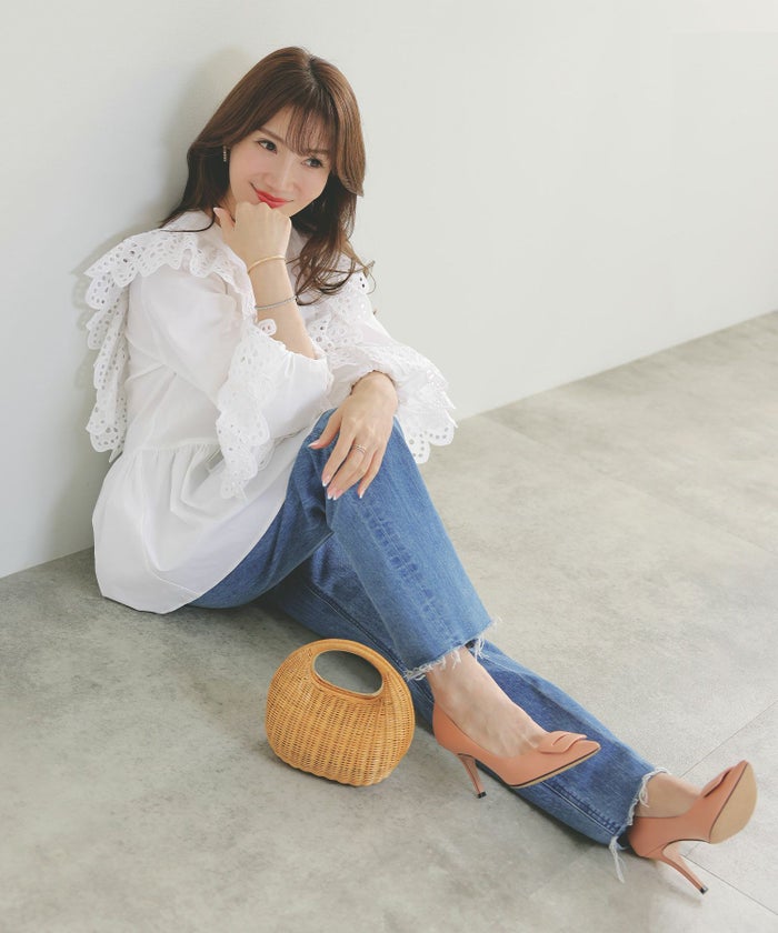 手洗い可体型カバーイレヘムフリルおしゃれフェミニン上品大人可愛いきれいめ春白ジョイントスペース