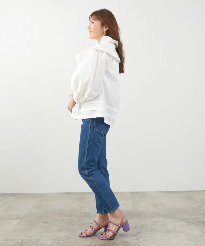 手洗い可体型カバーオフィスおしゃれフェミニン上品大人可愛いきれいめ春白黒ジョイントスペース