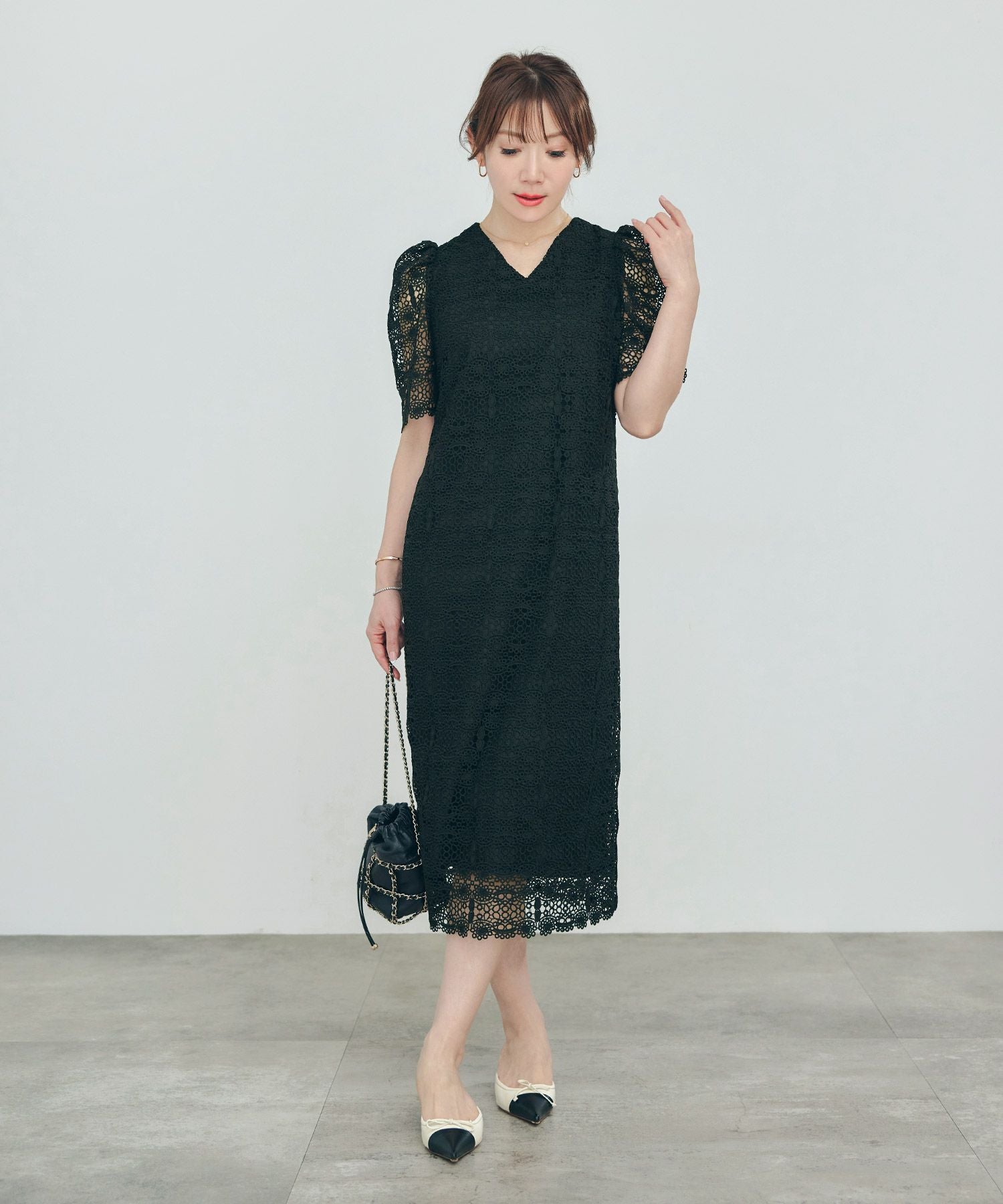 レース Vネック ワンピース Liala×PG