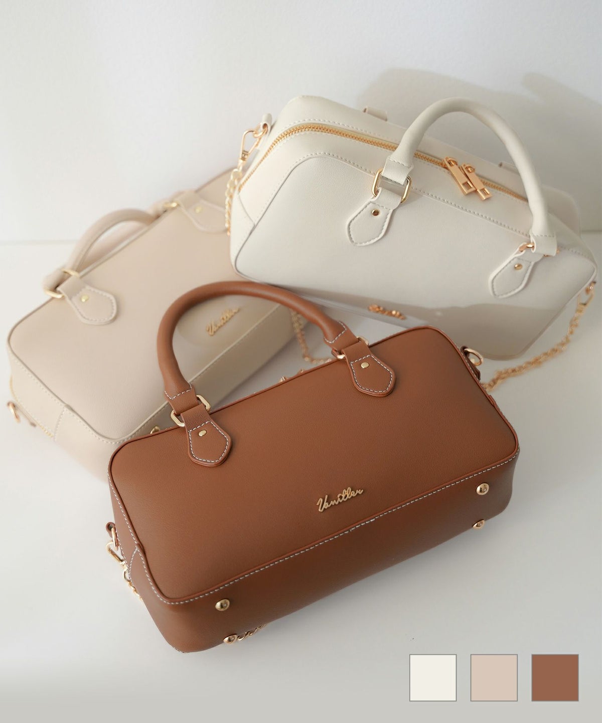 レザー  合皮 合成皮革 かわいい 可愛い フェミニン ガーリー キュート  推し活グッズ 推し活アイテム グッズ フレンチガーリー お出かけ おしゃれ 大人学生 OL 社会人 普段使い ホワイト ピンクベージュ キャメル ミニ ワイド ボストンバッグ le reve vaniller