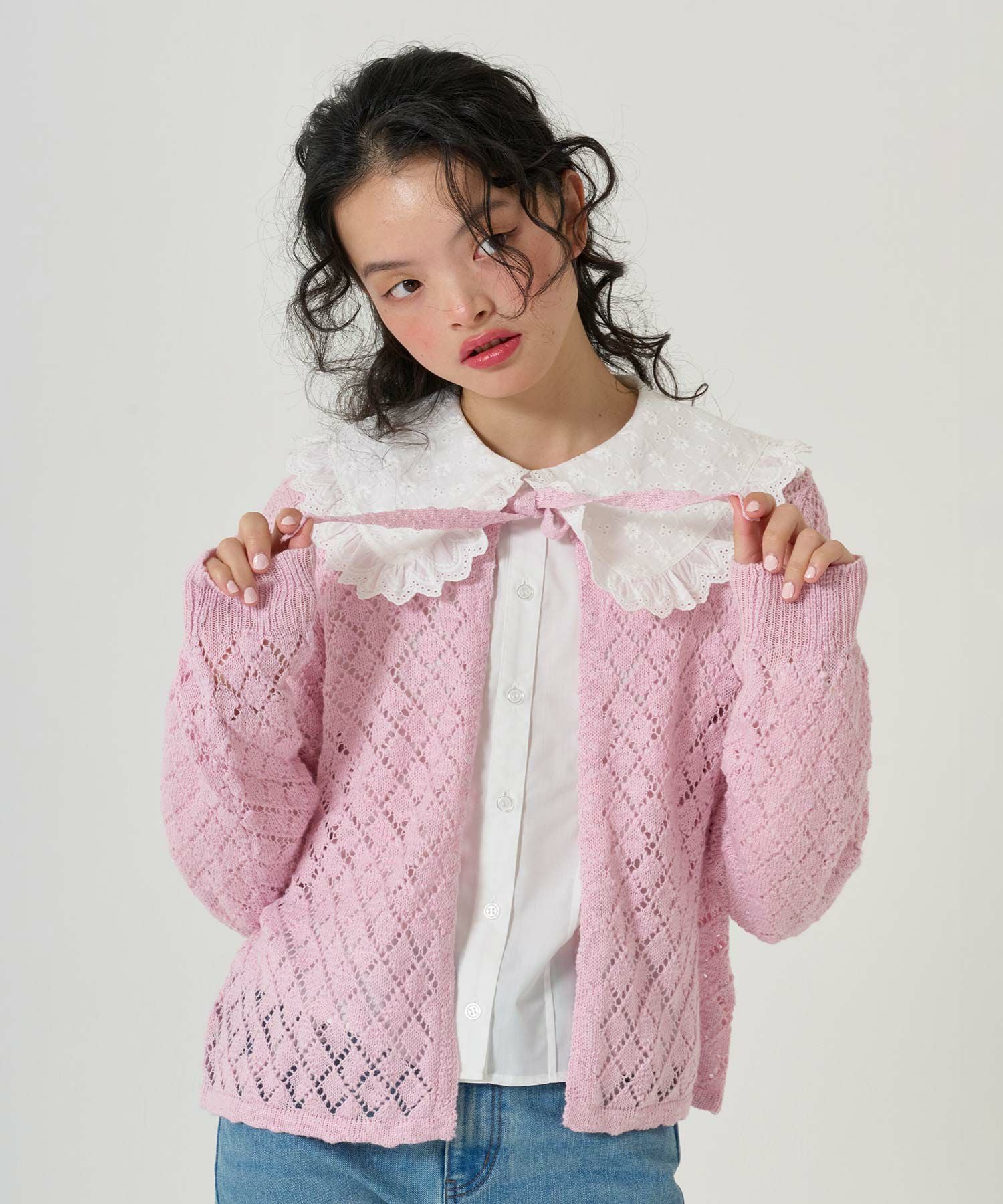 Special-Price-SALE スラブ糸 フロントリボンカーディガン TINA：JOJUN