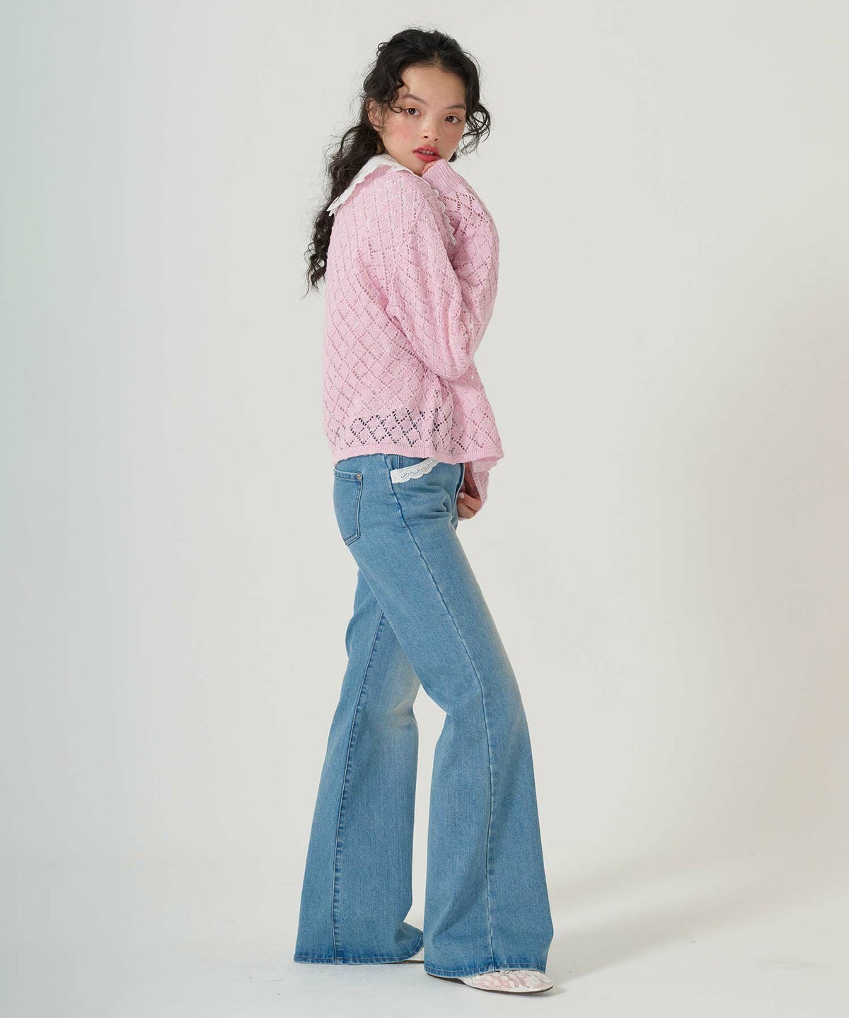 トップス/カーディガン/スラブ糸/透かし編み