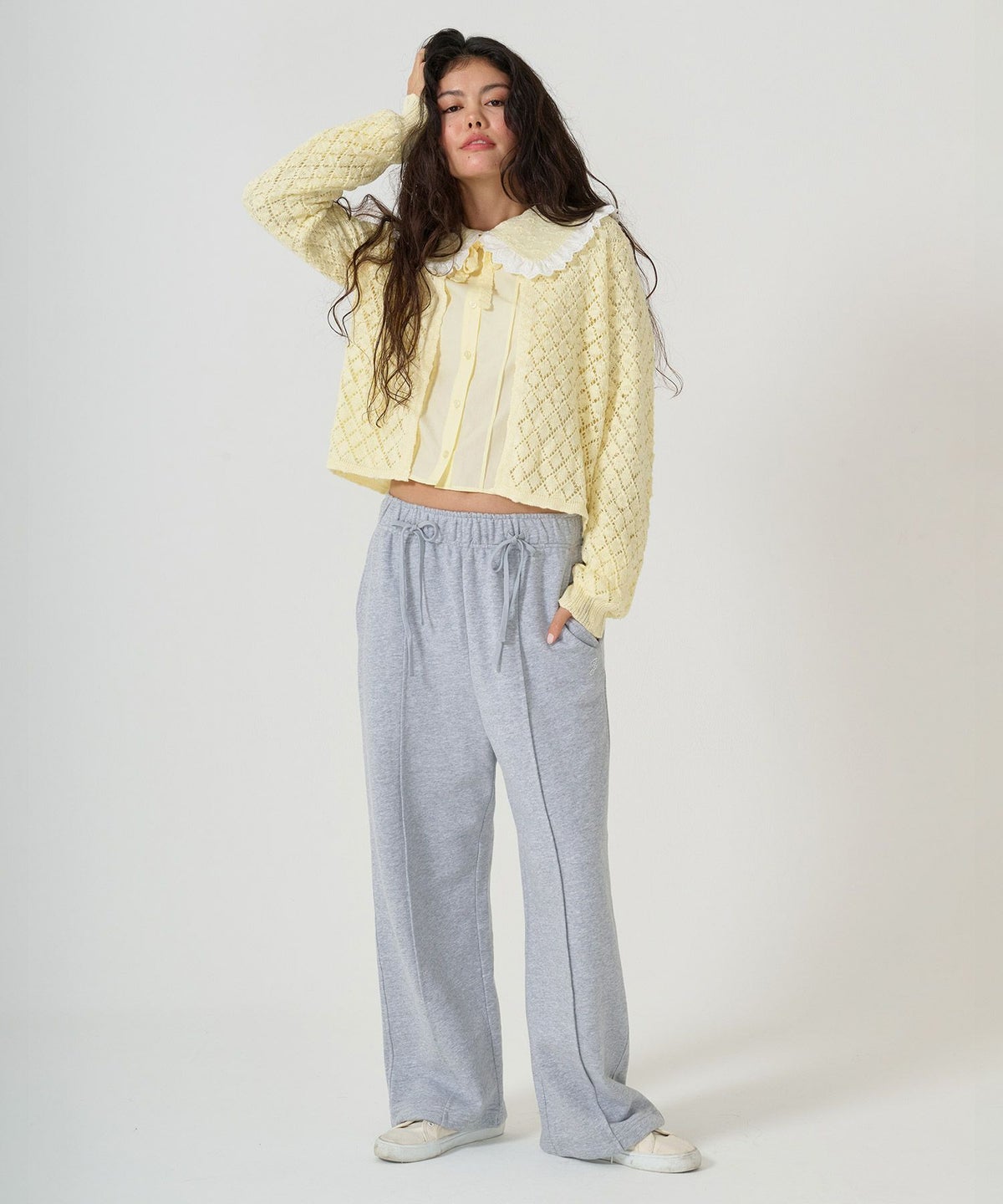 トップス/カーディガン/スラブ糸/透かし編み