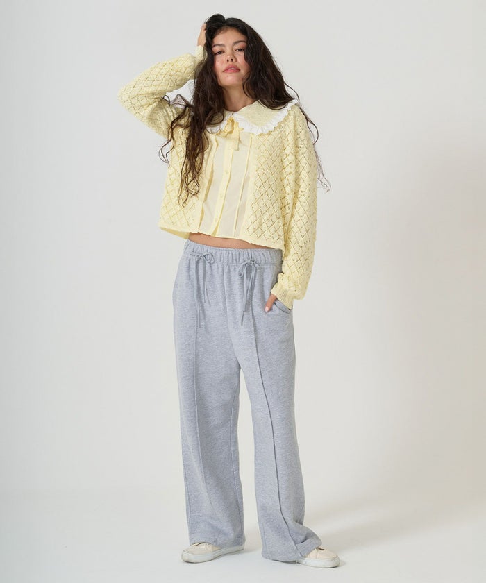 トップス/カーディガン/スラブ糸/透かし編み