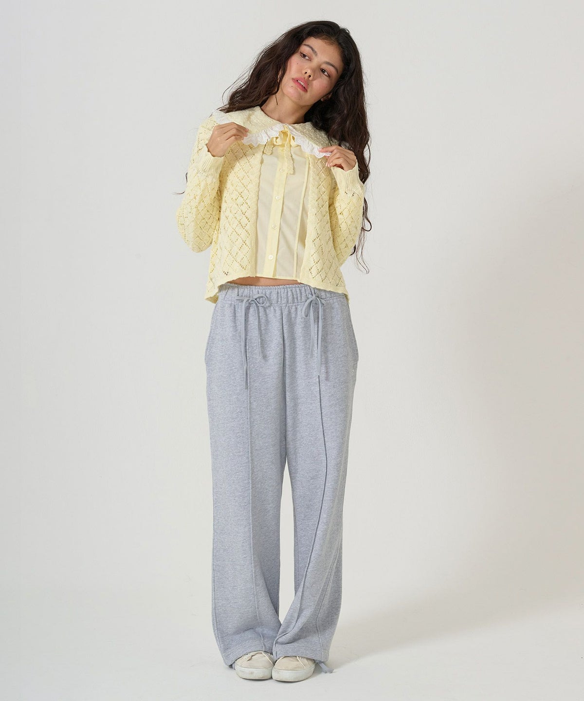 トップス/カーディガン/スラブ糸/透かし編み