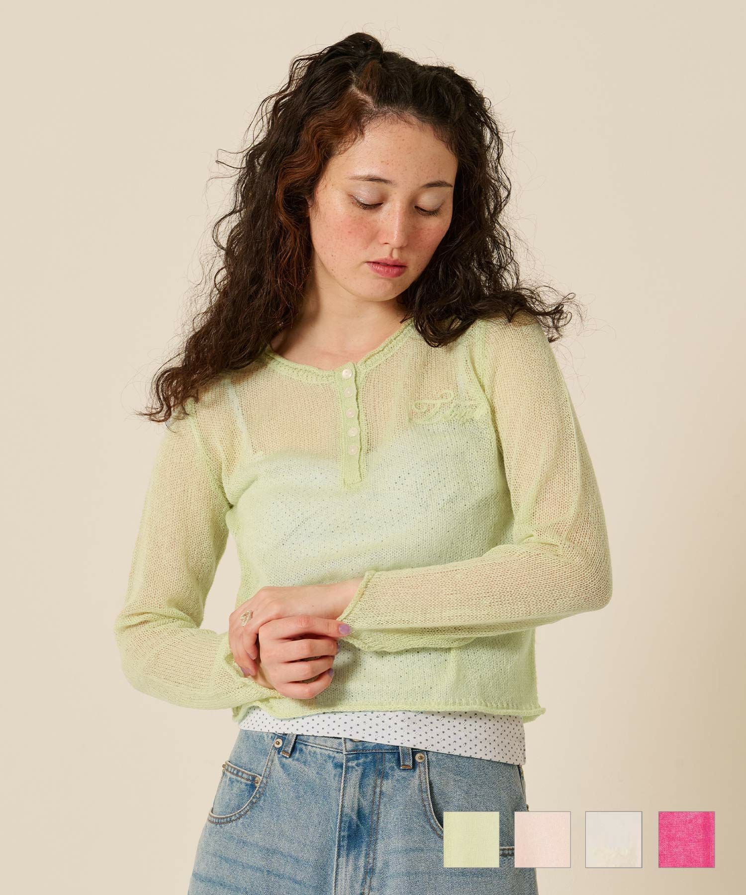 ヘンリーネック シアーニットプルオーバー TINA：JOJUN 全4色｜tnj411