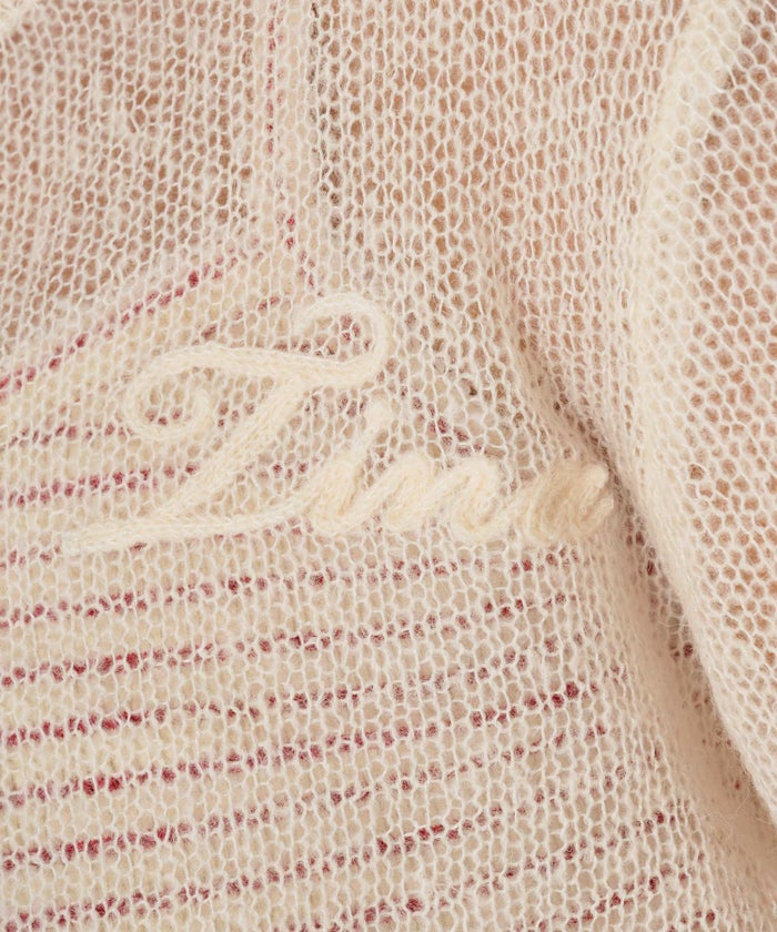 ニット/トップス/ヘンリーネック/シアー