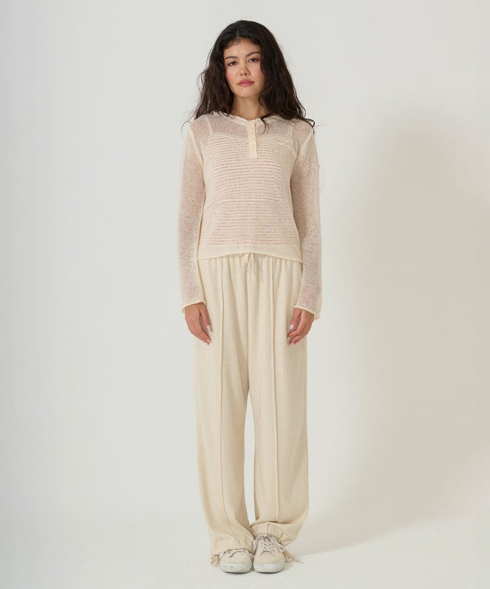 ニット/トップス/ヘンリーネック/シアー