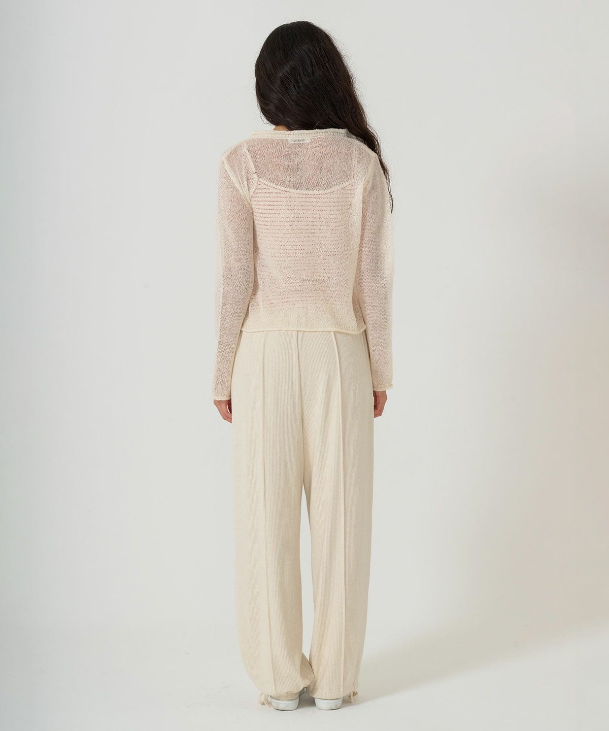 ニット/トップス/ヘンリーネック/シアー