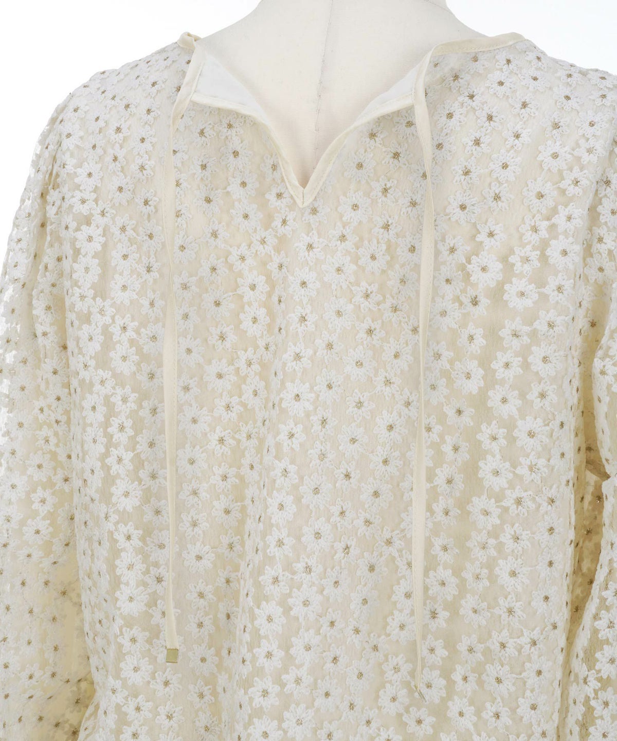 セレクトトップスレディースブラウス白黒お洒落リボン花柄シアーかわいいオフィスジョイントスペース