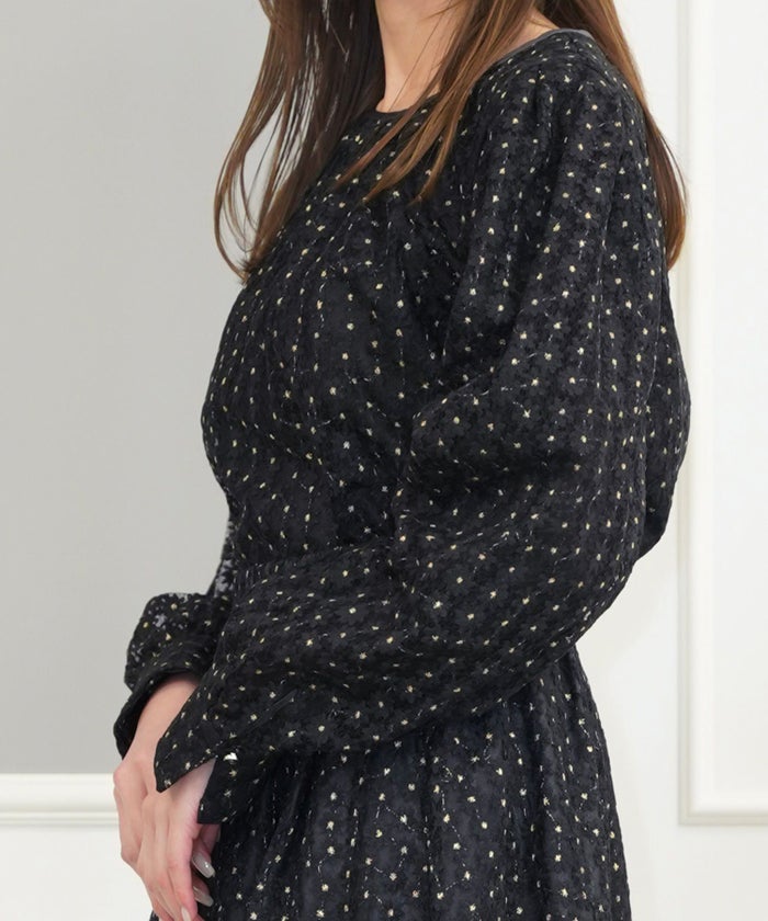 セレクトトップスレディースブラウス白黒お洒落リボン花柄シアーかわいいオフィスジョイントスペース