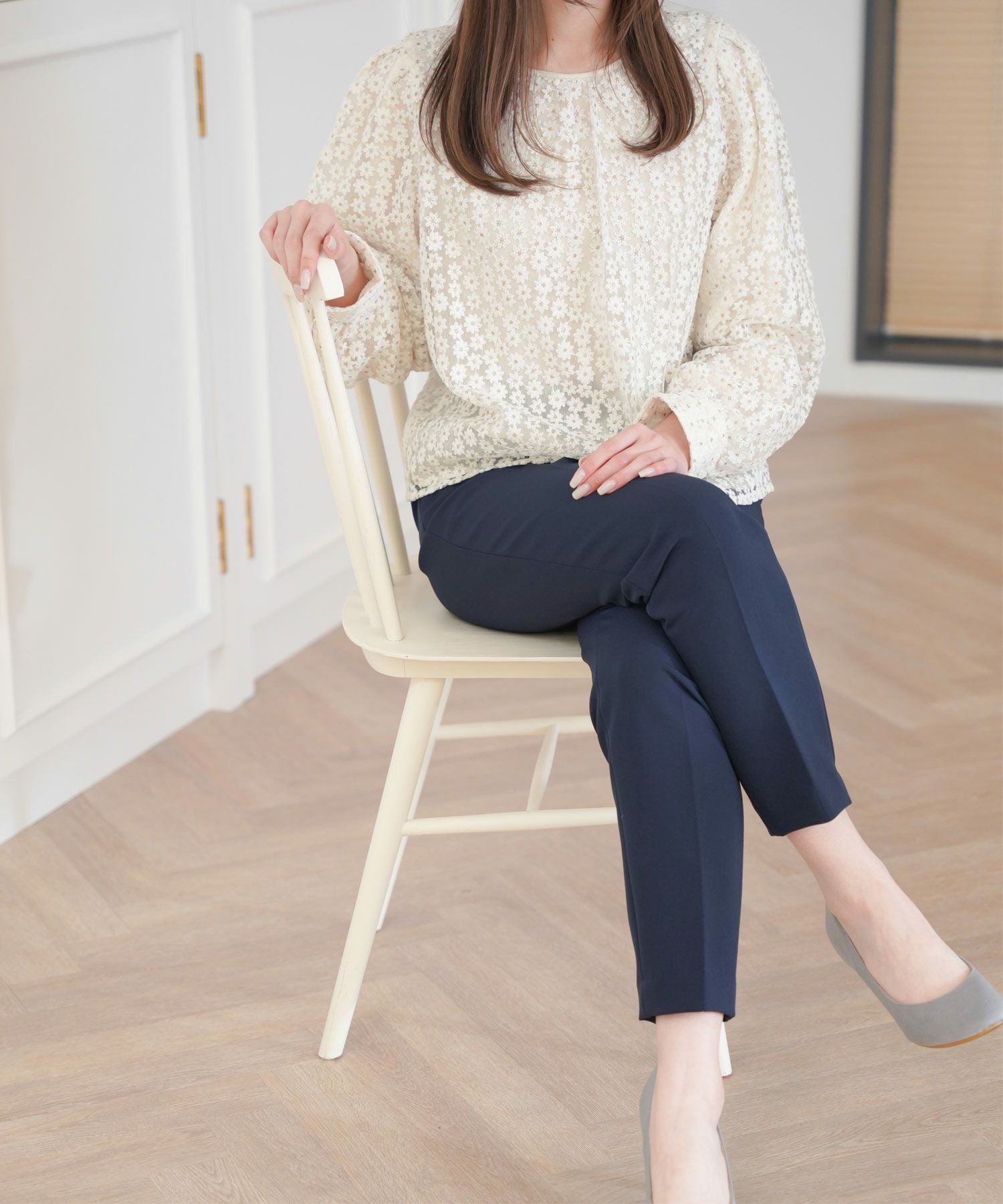 TIME-SALE 刺繍フラワーレース ブラウス Prima Scherrer plus 全3色