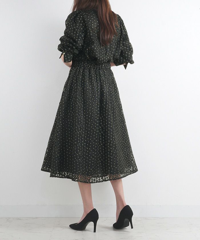 セレクトトップスレディースブラウス白黒お洒落リボン花柄シアーかわいいオフィスジョイントスペース