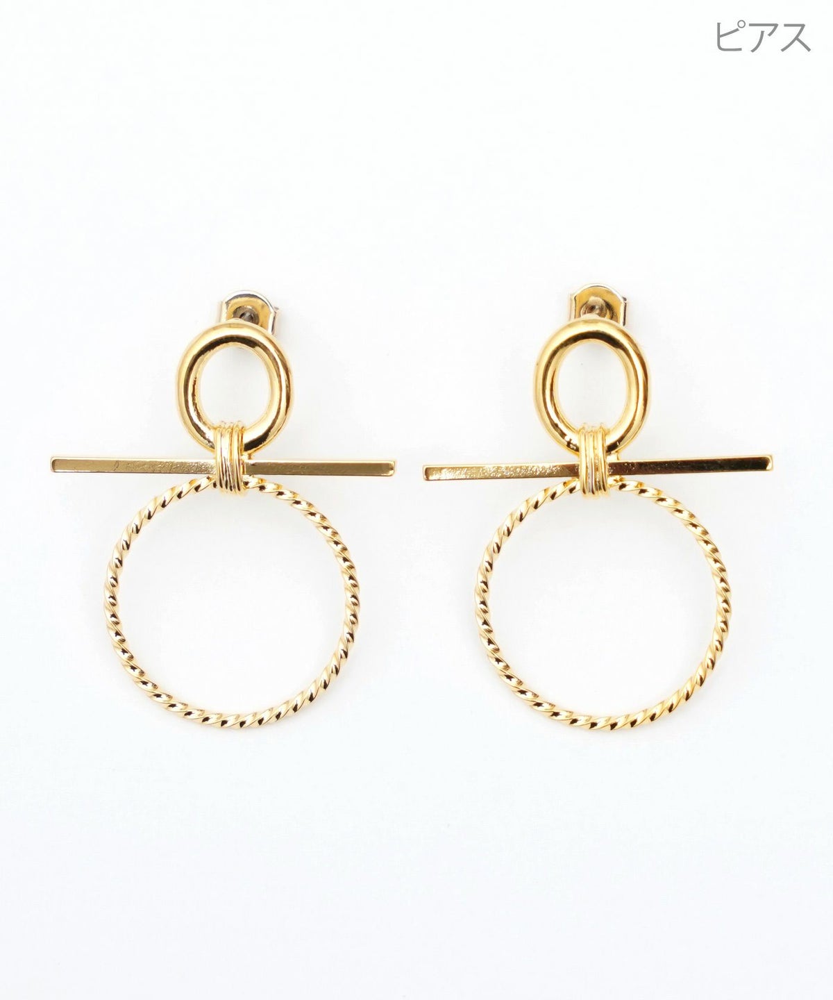 リボン リング ピアス イヤリング Ribbon Ring Pierce Earring 真鍮 チタンポスト フープデザイン 春夏 リボン リング ピアス イヤリング Ribbon Ring Pierce Earring （Liala）