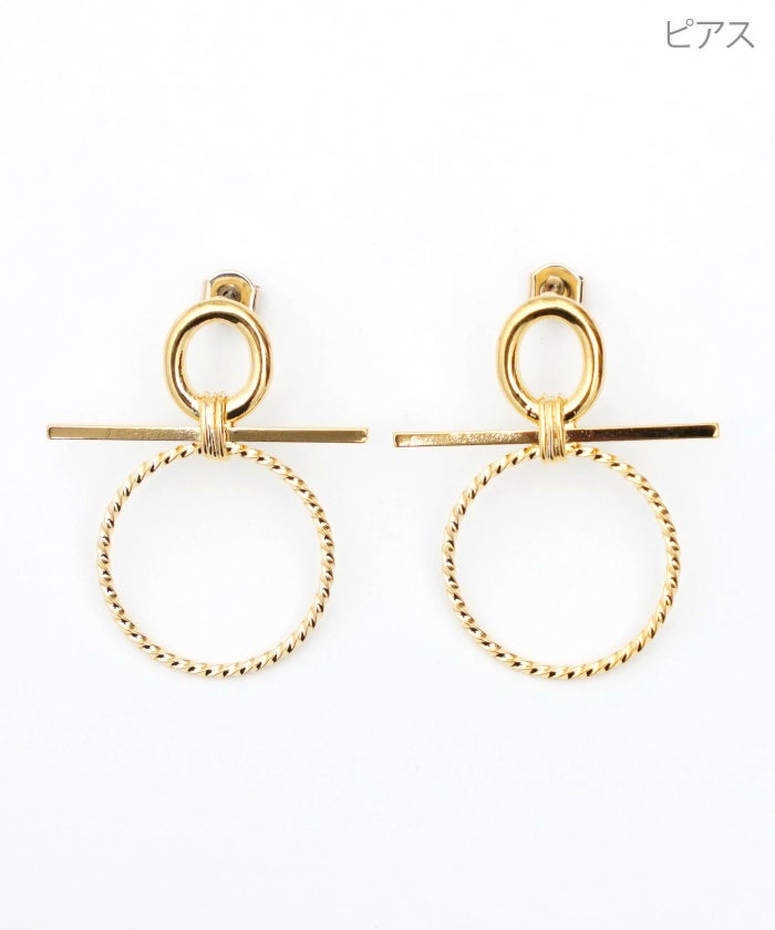 リボン リング ピアス イヤリング Ribbon Ring Pierce Earring 真鍮 チタンポスト フープデザイン 春夏 リボン リング ピアス イヤリング Ribbon Ring Pierce Earring （Liala）