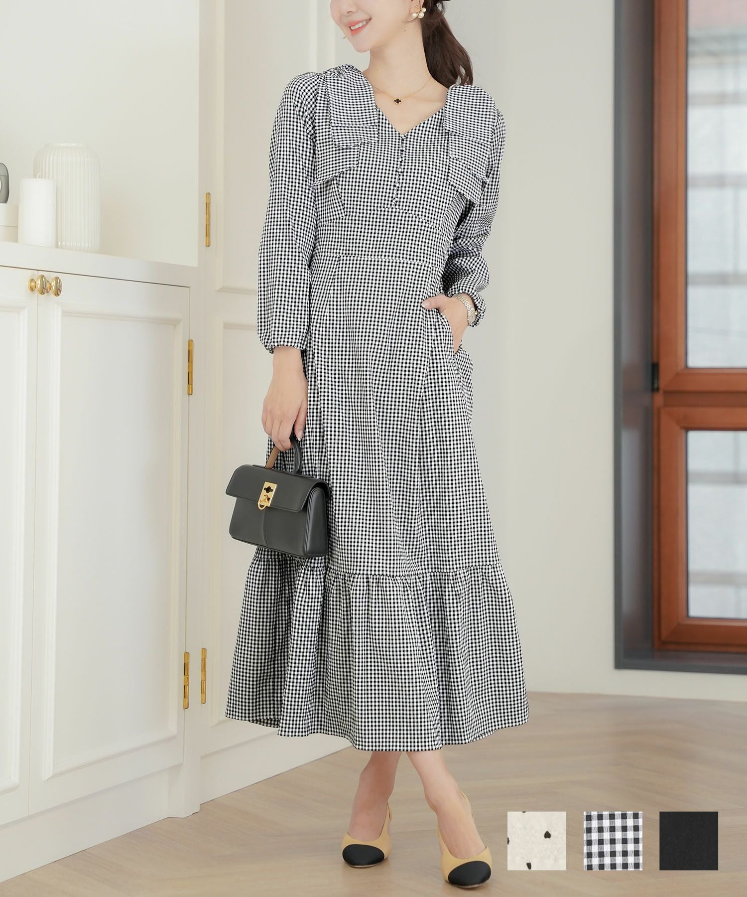 肩リボン アソートパターン ワンピース le reve vaniller 全3色