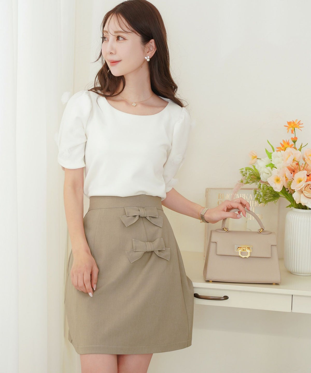 レディース/ボトムス/スカート/ミニスカート/タイトスカート/配色/ステッチ/オールシーズン/かわいい/フェミニン/ガーリー