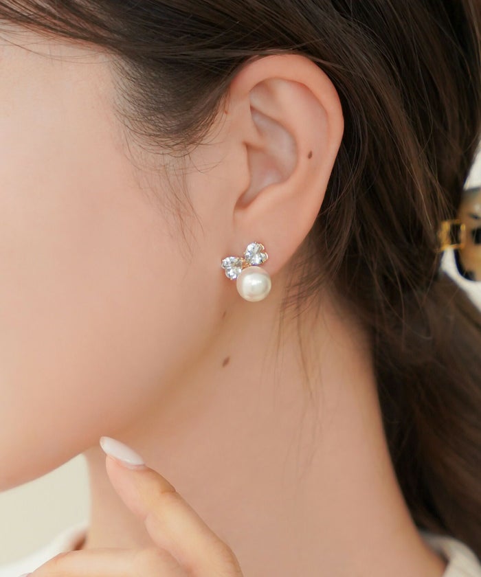 レディース/アクセサリー/イヤリング/リボン/パール/上品/エレガント/プチプラ/かわいい/きらきら