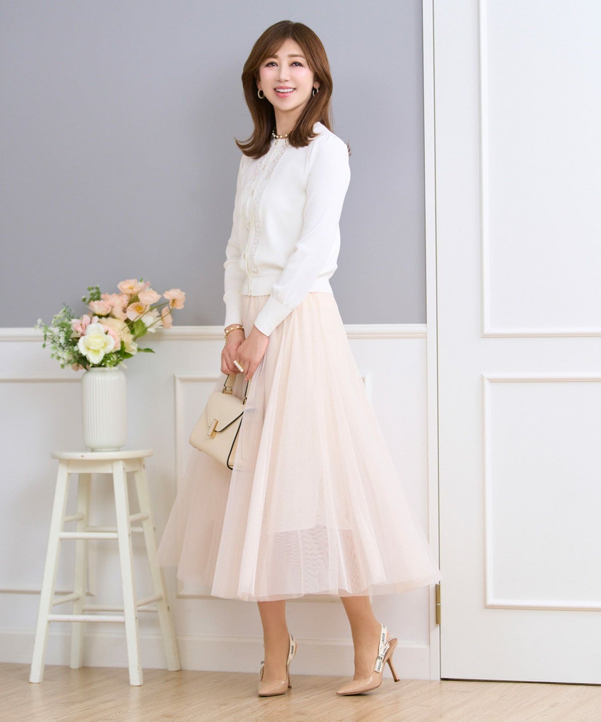 ニット カーディガン レディース 白黒 春 秋 サマー イエロー コーデ 柄 かわいい きれいめ オフィス ジョイントスペース