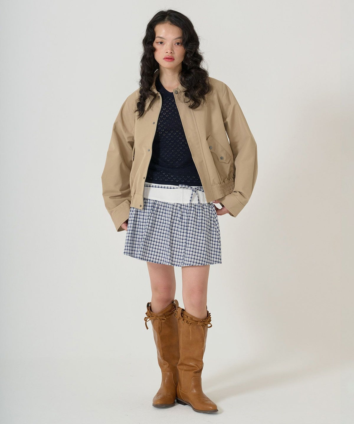 ニット/トップス/七分丈/透かし編み