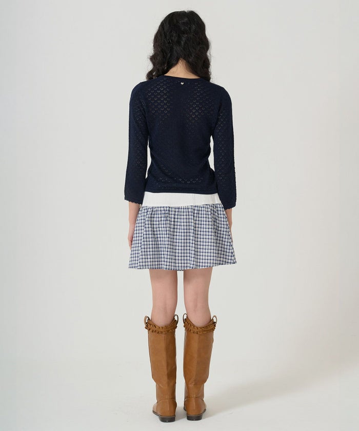 ニット/トップス/七分丈/透かし編み