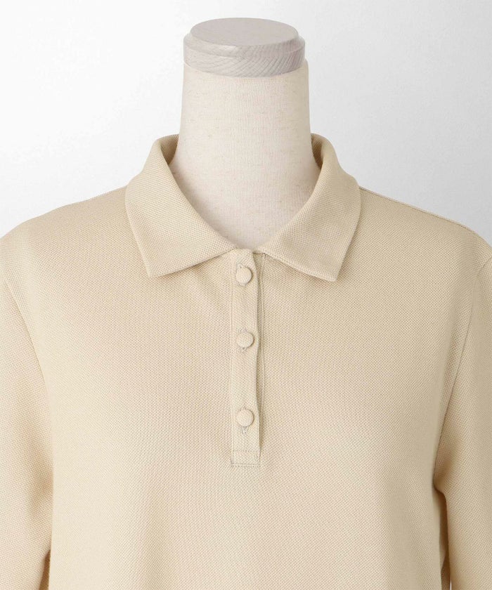 レディース ロングワンピース ポロ 夏 薄手 オフィス きれいめ  バイカラー/ベージュ/ブラック/M/ポロネック/5分丈