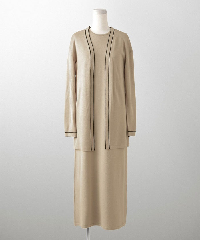 レディース 春 夏 サマーニット セットアップ 薄手 オフィス きれいめ ベージュ/ベージュ×ブラック/ブラック×ホワイト/S/M/フレンチスリーブ/長袖