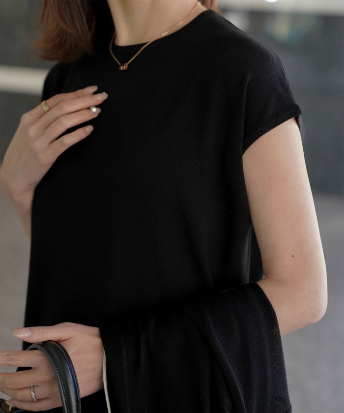 レディース 春 夏 サマーニット セットアップ 薄手 オフィス きれいめ ベージュ/ベージュ×ブラック/ブラック×ホワイト/S/M/フレンチスリーブ/長袖