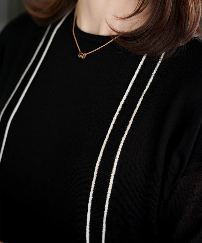 レディース 春 夏 サマーニット セットアップ 薄手 オフィス きれいめ ベージュ/ベージュ×ブラック/ブラック×ホワイト/S/M/フレンチスリーブ/長袖