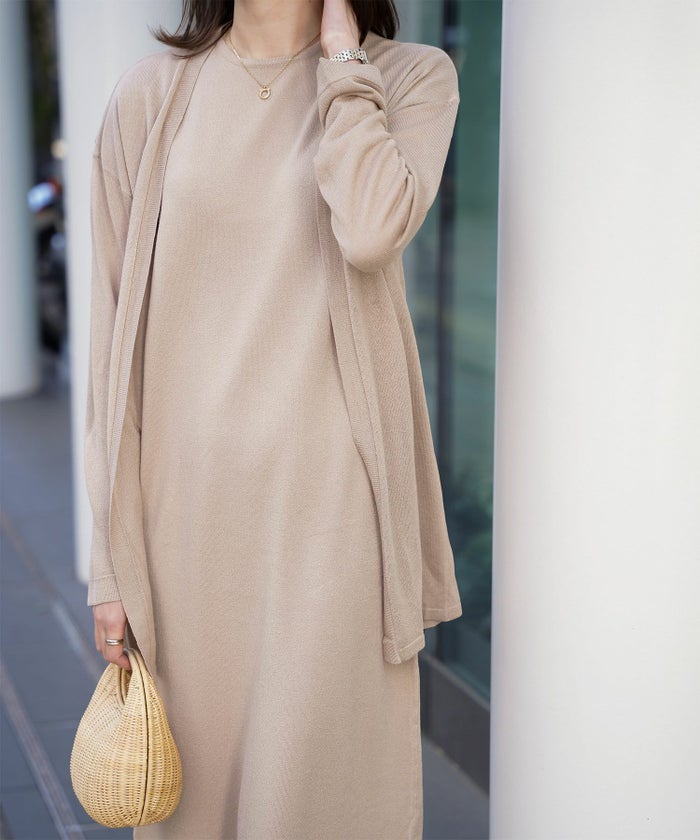 レディース 春 夏 サマーニット セットアップ 薄手 オフィス きれいめ ベージュ/ベージュ×ブラック/ブラック×ホワイト/S/M/フレンチスリーブ/長袖