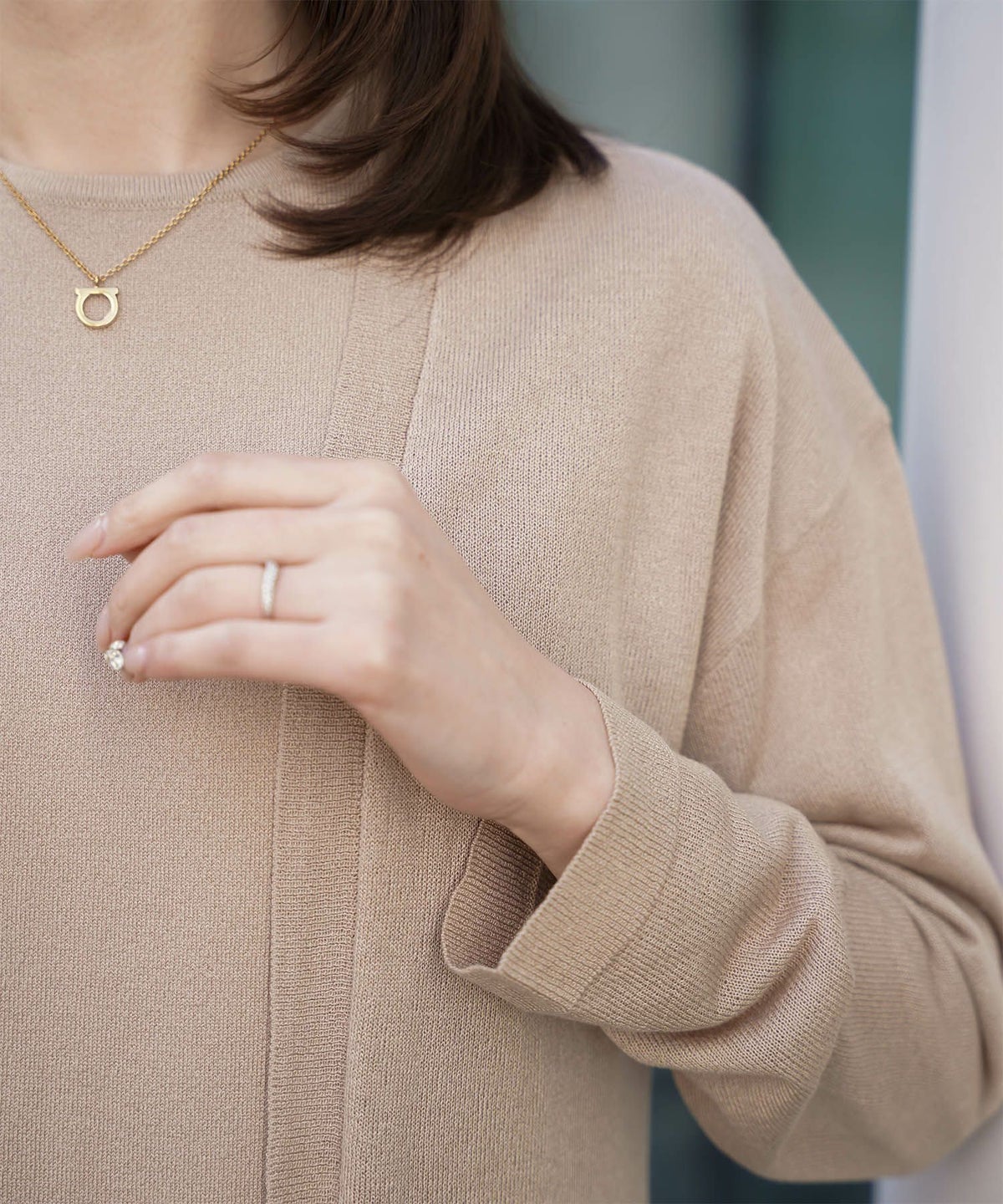 レディース 春 夏 サマーニット セットアップ 薄手 オフィス きれいめ ベージュ/ベージュ×ブラック/ブラック×ホワイト/S/M/フレンチスリーブ/長袖