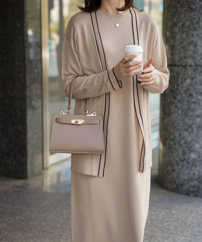 レディース 春 夏 サマーニット セットアップ 薄手 オフィス きれいめ ベージュ/ベージュ×ブラック/ブラック×ホワイト/S/M/フレンチスリーブ/長袖