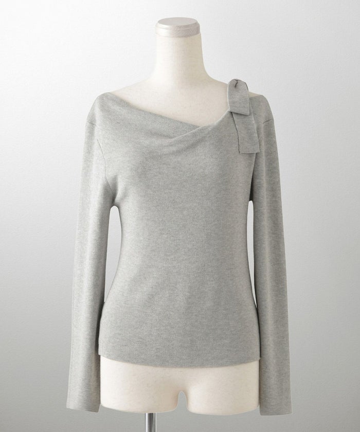 レディース 肩リボン サイドリボン オフショル ベージュ/グレー/ブラック/M/長袖