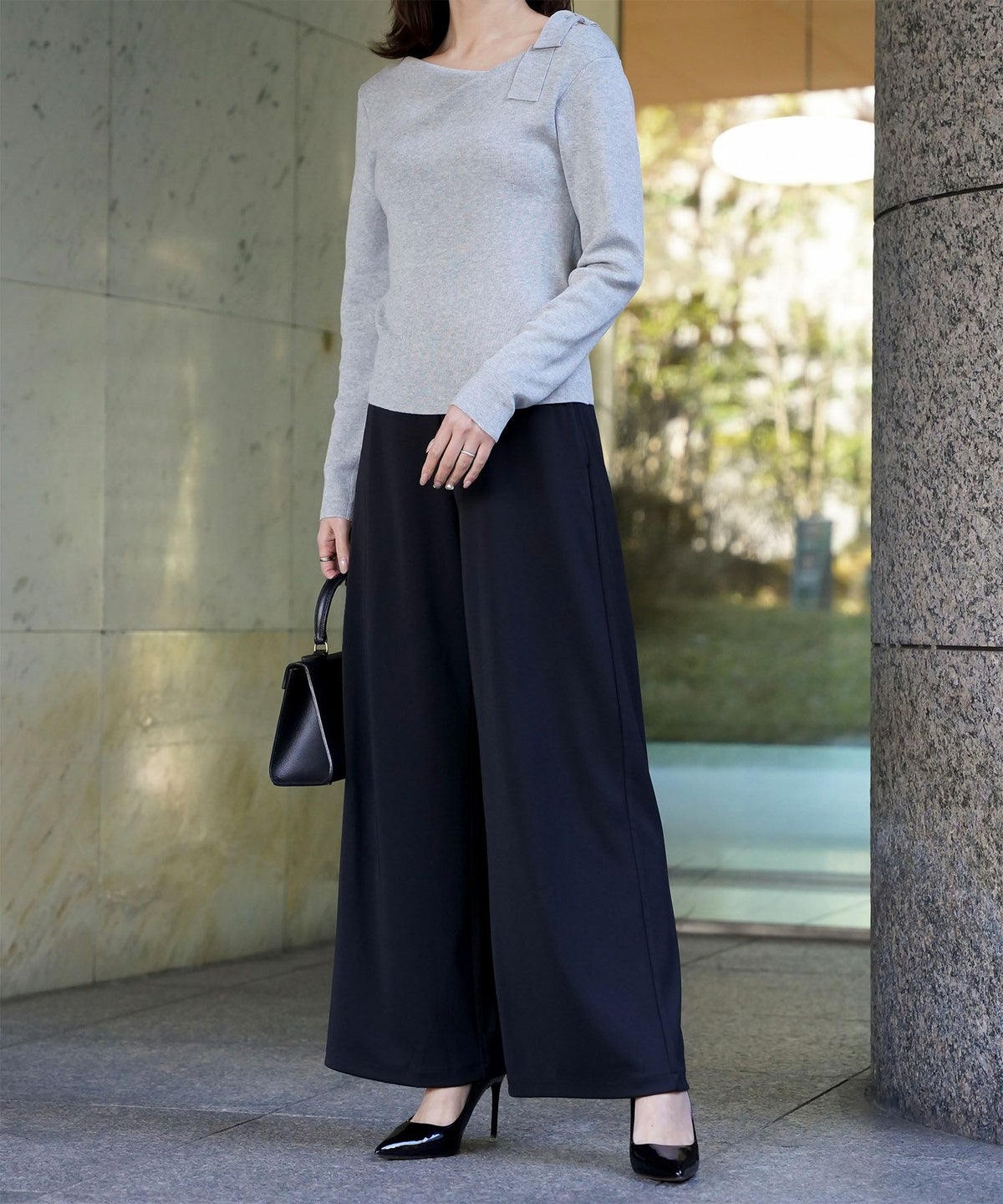 レディース 肩リボン サイドリボン オフショル ベージュ/グレー/ブラック/M/長袖