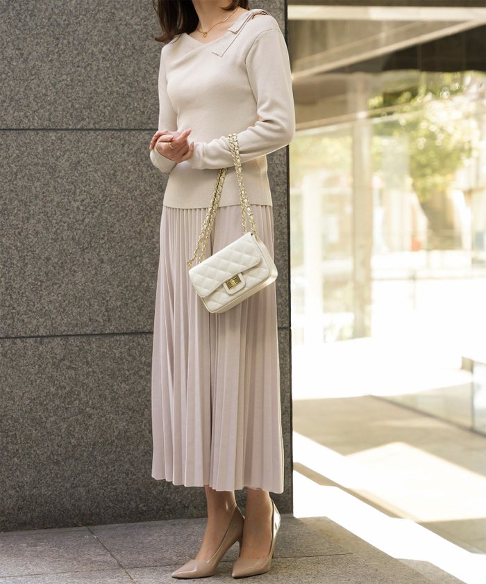 レディース 肩リボン サイドリボン オフショル ベージュ/グレー/ブラック/M/長袖