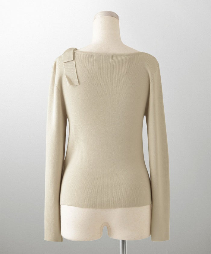 レディース 肩リボン サイドリボン オフショル ベージュ/グレー/ブラック/M/長袖