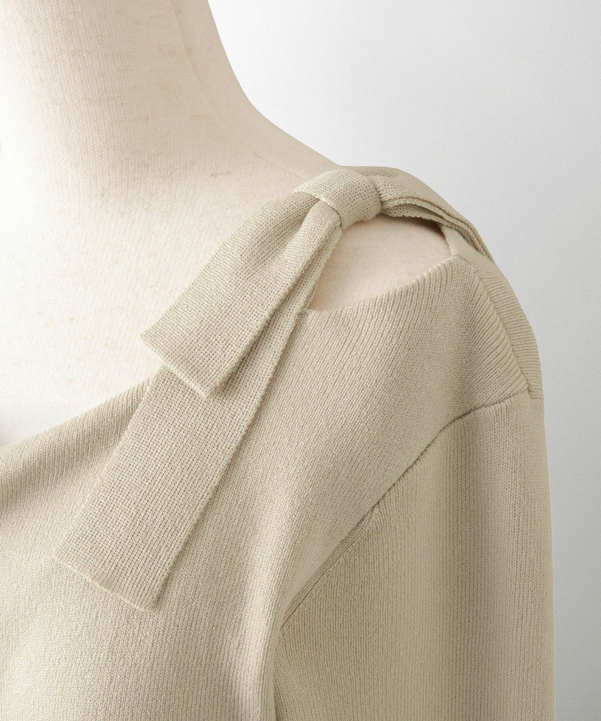 レディース 肩リボン サイドリボン オフショル ベージュ/グレー/ブラック/M/長袖