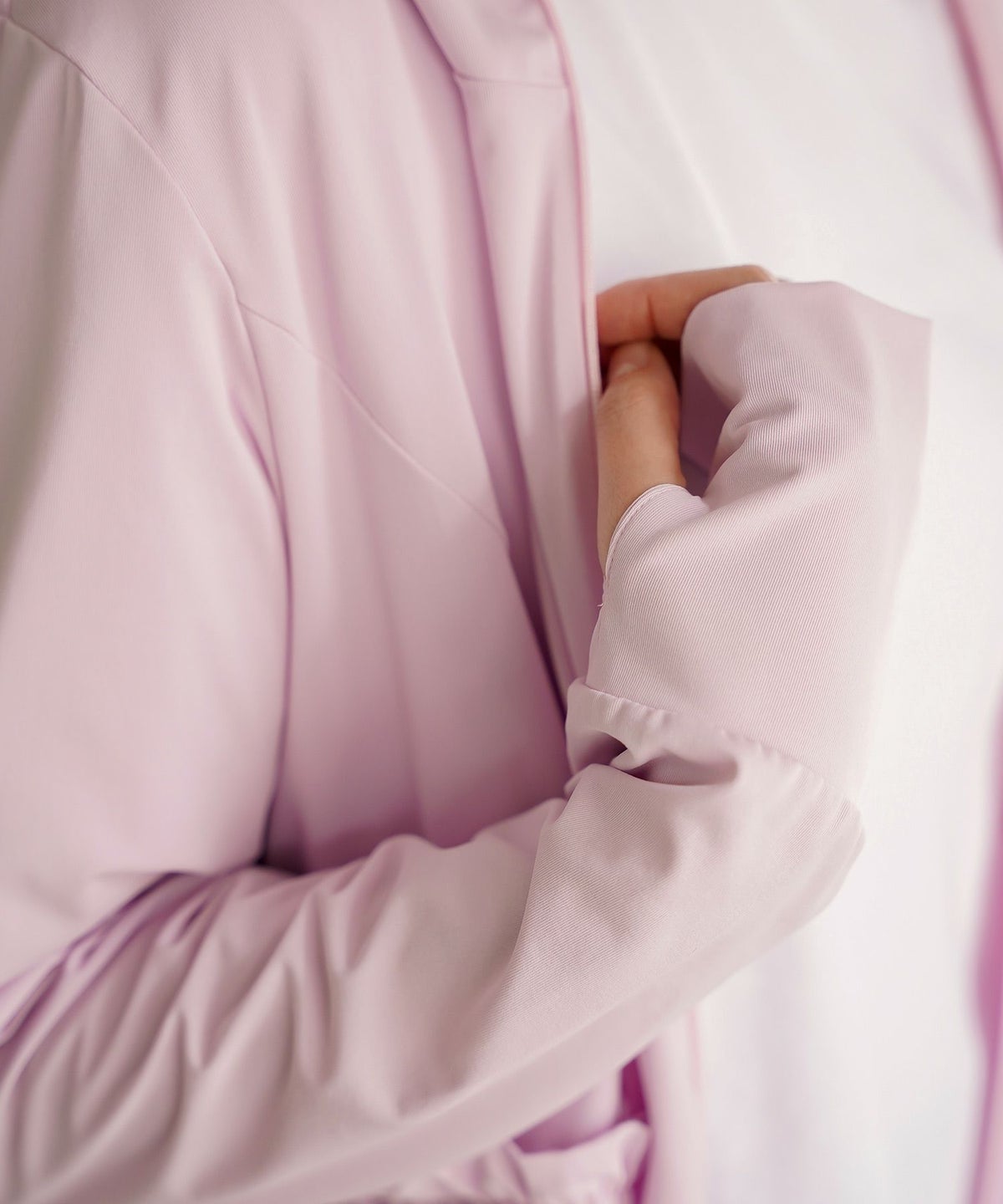 レディース 春 夏 吸水速乾 薄手 オフィス レジャー パーカー ホワイト/ブラック/M/ハイネック/ペプラム/指穴/長袖