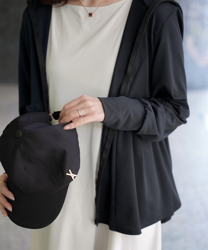 レディース 春 夏 吸水速乾 薄手 オフィス レジャー パーカー ホワイト/ブラック/M/ハイネック/ペプラム/指穴/長袖