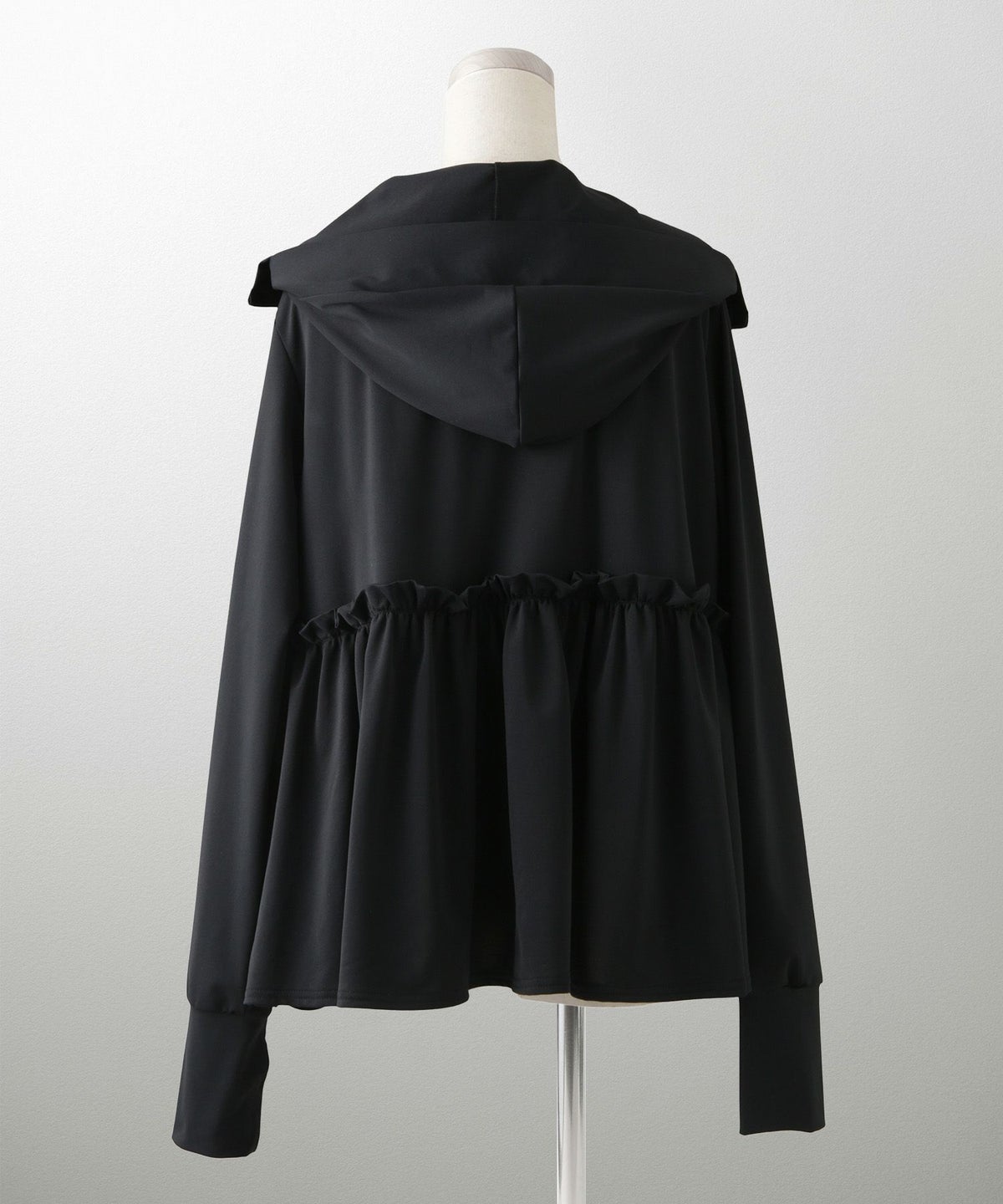 レディース 春 夏 吸水速乾 薄手 オフィス レジャー パーカー ホワイト/ブラック/M/ハイネック/ペプラム/指穴/長袖