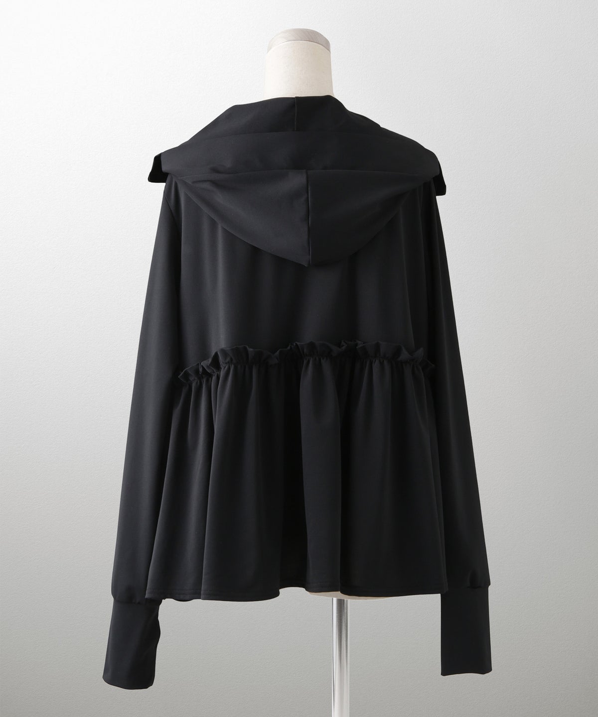 レディース 春 夏 吸水速乾 薄手 オフィス レジャー パーカー ホワイト/ブラック/M/ハイネック/ペプラム/指穴/長袖