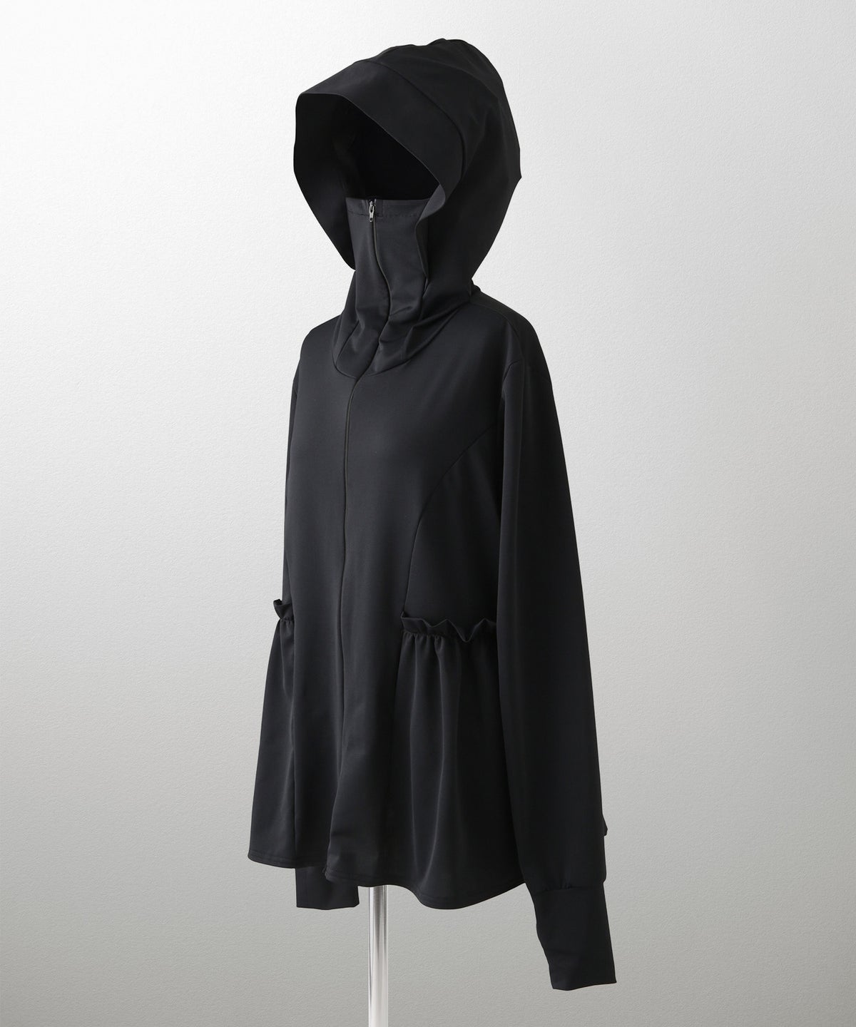 レディース 春 夏 吸水速乾 薄手 オフィス レジャー パーカー ホワイト/ブラック/M/ハイネック/ペプラム/指穴/長袖