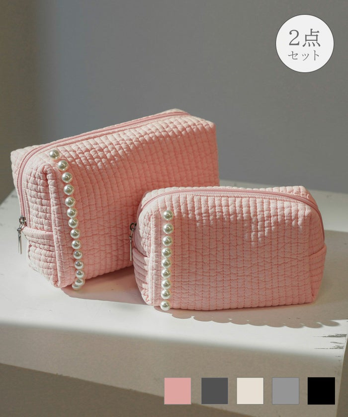 ポーチ パール ヌビ 韓国 セット ジョイントスペース パール トリム ヌビ ポーチ 2点セット HUIT