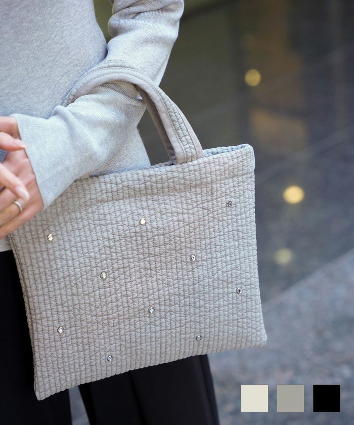 レディース バッグ ビジュー ヌビ 春 夏 秋 冬 アイボリー グレー ブラック フリー ビジュー ヌビ バッグ HUIT