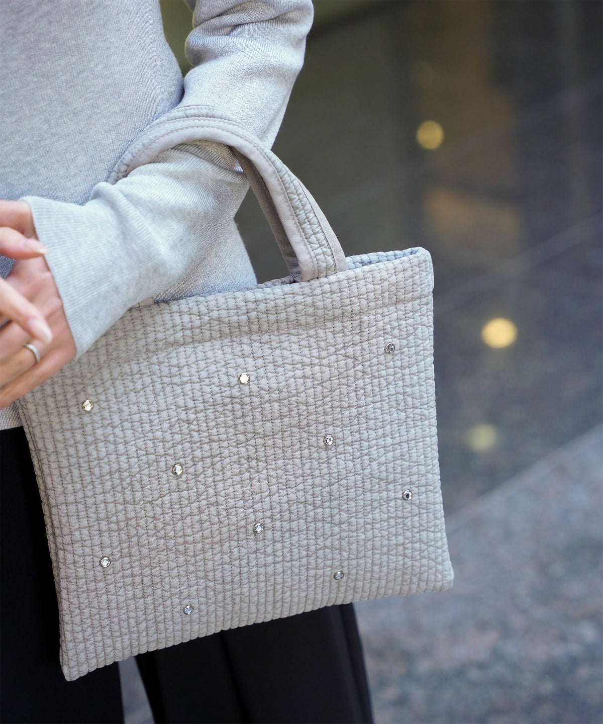 レディース/バッグ/ビジュー/ヌビ/春/夏/秋/冬/アイボリー/グレー/ブラック/フリー