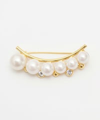 カーブ ライン パール ブローチ Curb Line Pearl Brooch 真鍮 プラパール クリスタル オケージョン デイリー シンプル カーブ ライン パール ブローチ Curb Line Pearl Brooch （Liala）