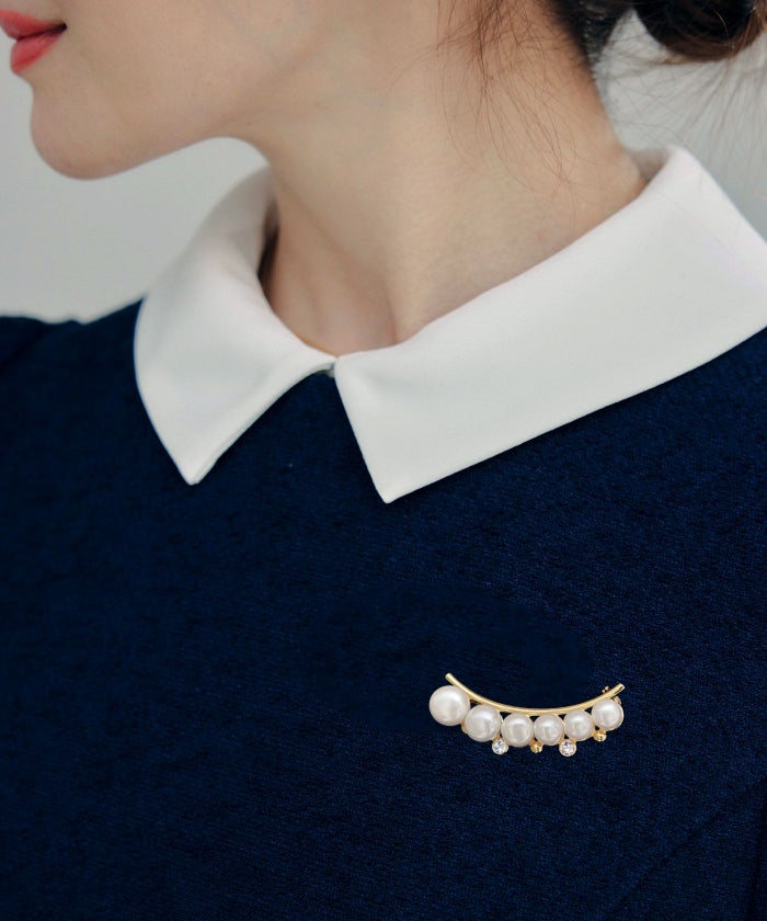 カーブ ライン パール ブローチ Curb Line Pearl Brooch