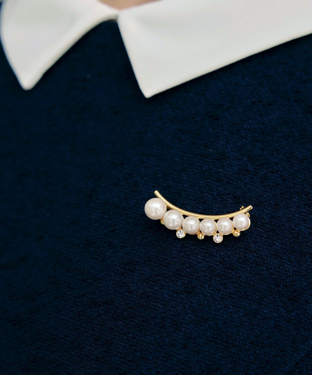 カーブ ライン パール ブローチ Curb Line Pearl Brooch