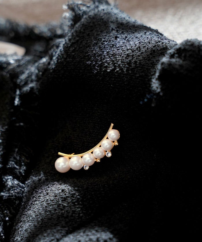 カーブ ライン パール ブローチ Curb Line Pearl Brooch