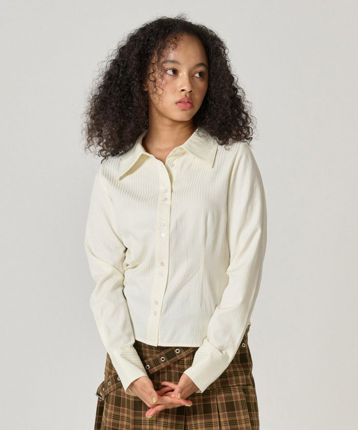 シャツ/ストライプ/光沢/コンパクト